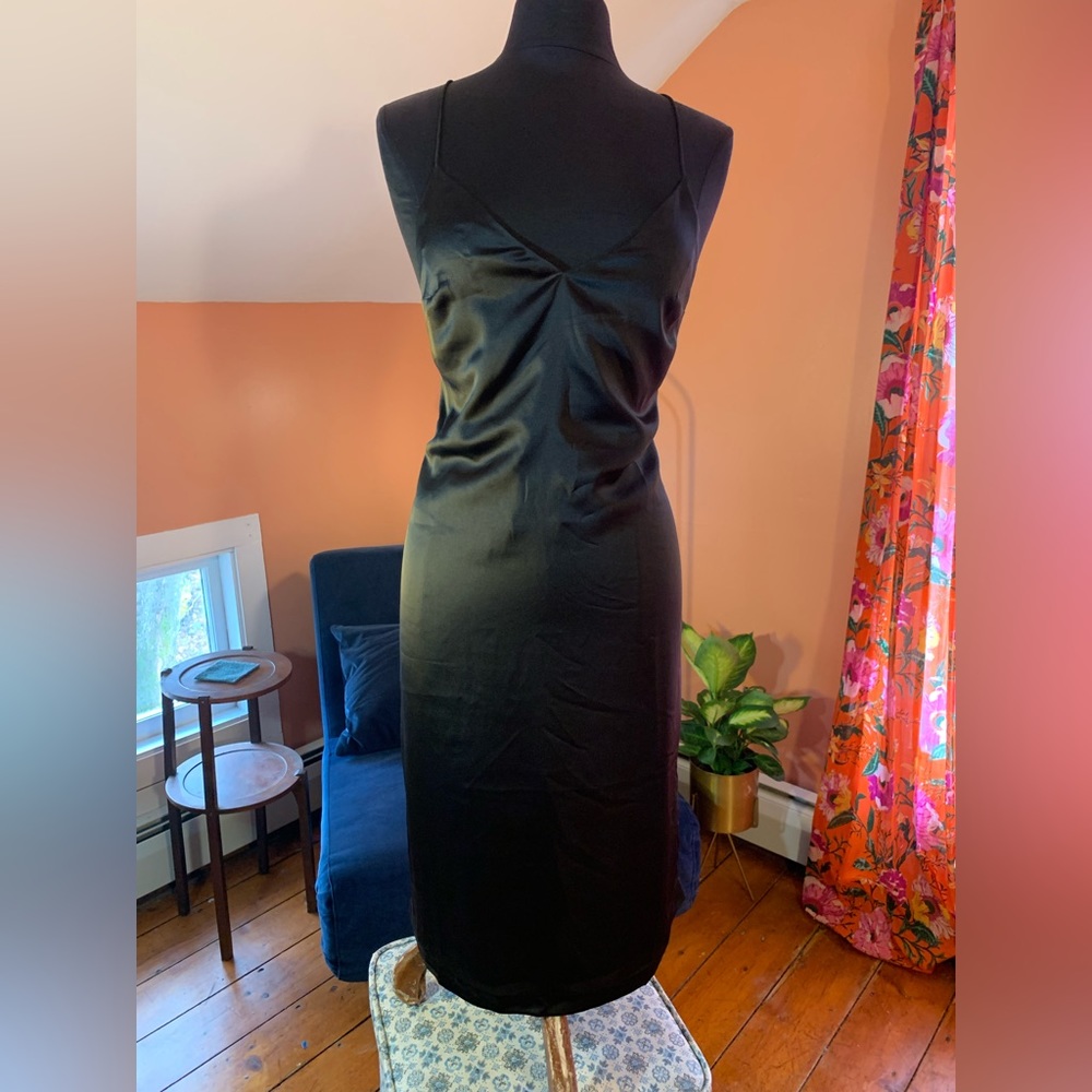 Black strappy satin dress size large